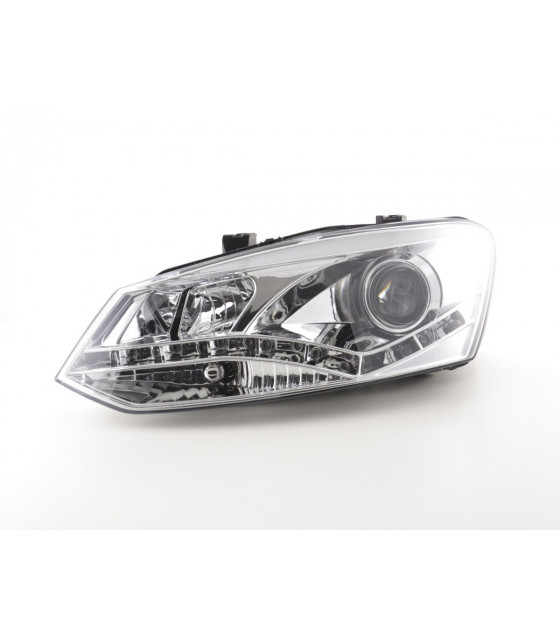 Phares - Phare Daylight LED look DRL VW Polo type 6R 2010- chromé pour conduite