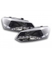 Phares - Phare Daylight LED look DRL VW Polo type 6R 2010- noir pour conduite à