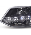 Phares - Phare Daylight LED look DRL VW Polo type 6R 2010- noir pour conduite à