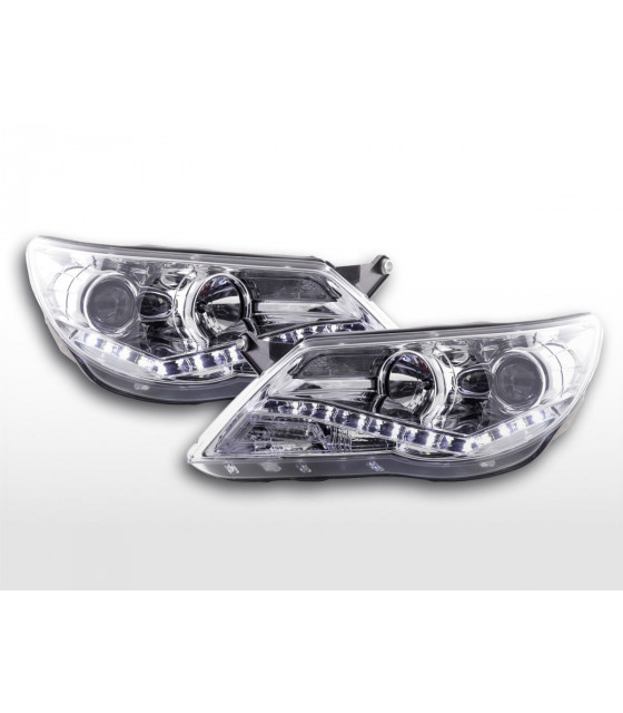 Phares - Phare Daylight LED DRL look VW Tiguan 07-11 chromé pour conduite à