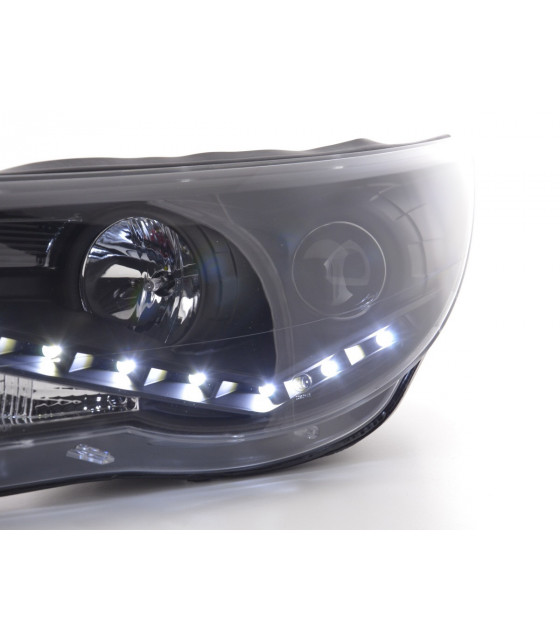 Phares - Phare Daylight LED look DRL VW Tiguan 07-11 noir pour conduite à