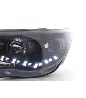 Phares - Phare Daylight LED look DRL VW Tiguan 07-11 noir pour conduite à