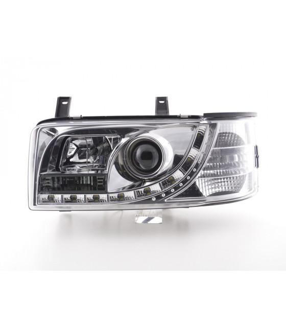 Phares - Phare Daylight LED look DRL VW Bus type T4 90-96 chromé pour conduite