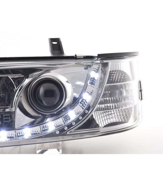 Phares - Phare Daylight LED look DRL VW Bus type T4 90-96 chromé pour conduite