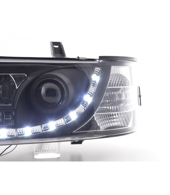 Phares - Phare Daylight LED look DRL Bus VW type T4 90-96 noir pour conduite à