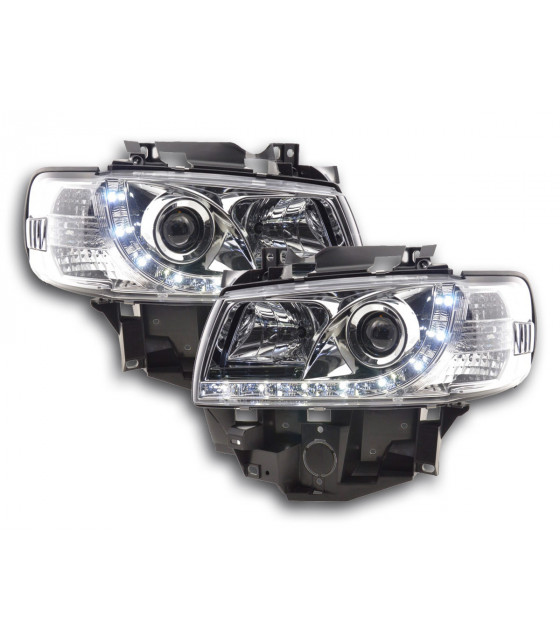 Phares - Phare Daylight LED look DRL Bus VW type T4 96-03 chromé pour conduite