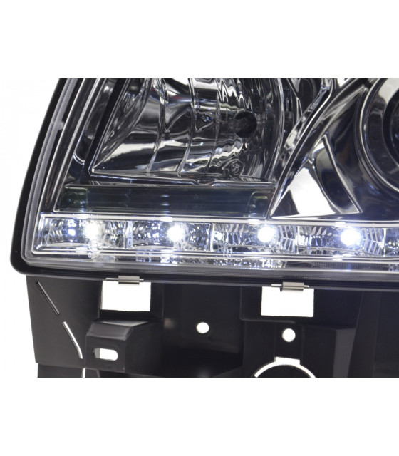 Phares - Phare Daylight LED look DRL Bus VW type T4 96-03 chromé pour conduite