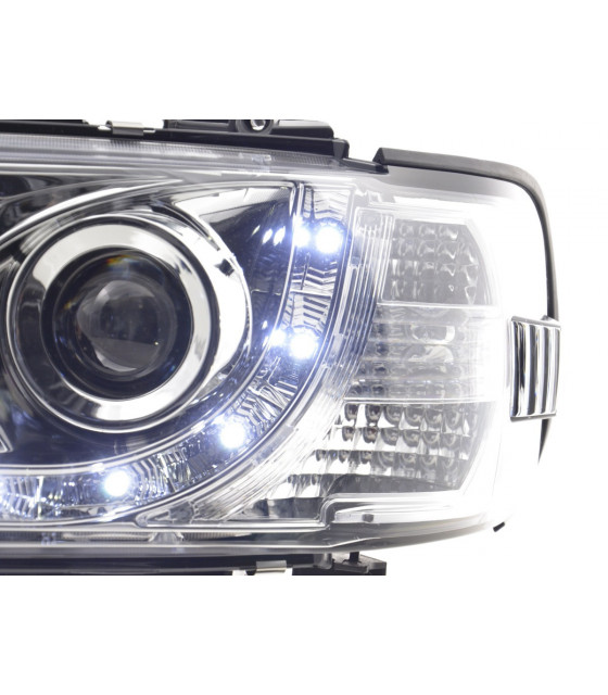 Phares - Phare Daylight LED look DRL Bus VW type T4 96-03 chromé pour conduite