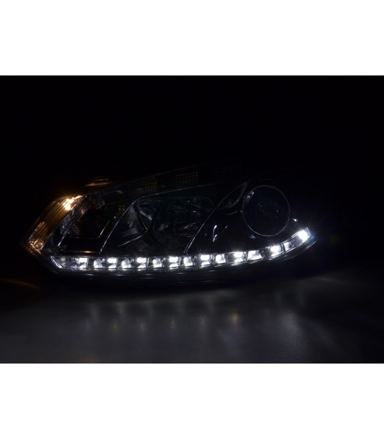 Phares - Phare Daylight LED Feux de jour LED VW Golf 6 type 1K 08- chrome pour