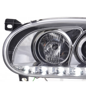 Phares - Phare Daylight LED feux de jour VW Golf 3 91-97 chrome pour conduite à