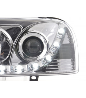 Phares - Phare Daylight LED feux de jour VW Golf 3 91-97 chrome pour conduite à