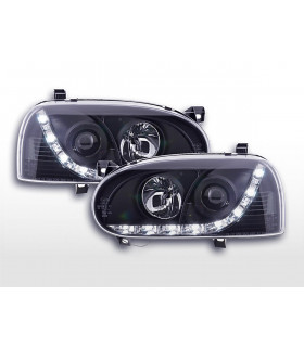 Phares - Phare Daylight LED feux de jour VW Golf 3 91-97 noir pour conduite à