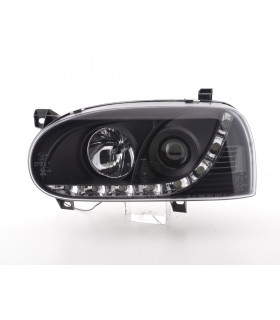 Phares - Phare Daylight LED feux de jour VW Golf 3 91-97 noir pour conduite à