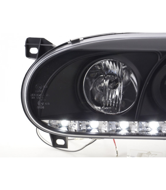 Phares - Phare Daylight LED feux de jour VW Golf 3 91-97 noir pour conduite à