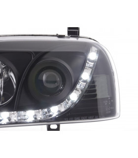 Phares - Phare Daylight LED feux de jour VW Golf 3 91-97 noir pour conduite à