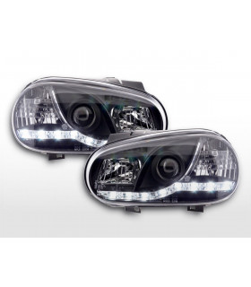 Phares - Phares Daylight LED feux de jour VW Golf 4 97-03 noir pour conduite à