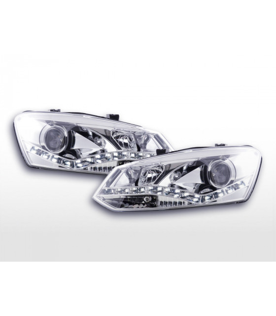 Phares - Phare Daylight LED Feux de jour LED VW Polo 6R 09- chromés pour