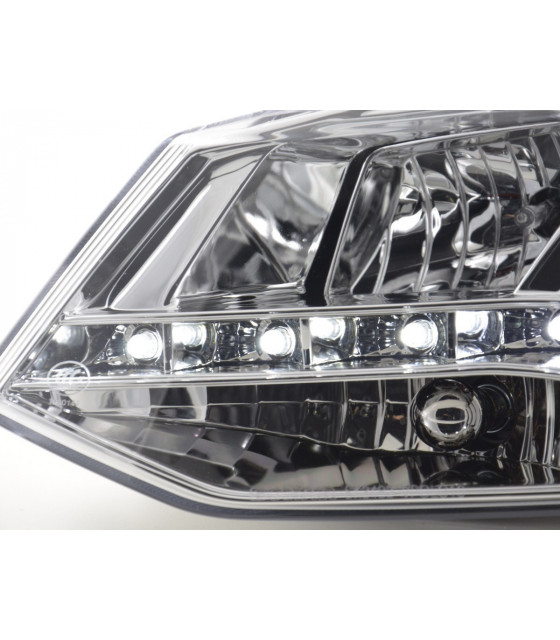 Phares - Phare Daylight LED Feux de jour LED VW Polo 6R 09- chromés pour