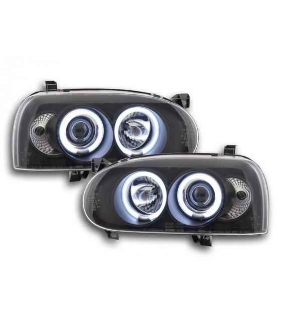 Phares - Phares Angel Eyes CCFL VW Golf 3 92-98 noir…