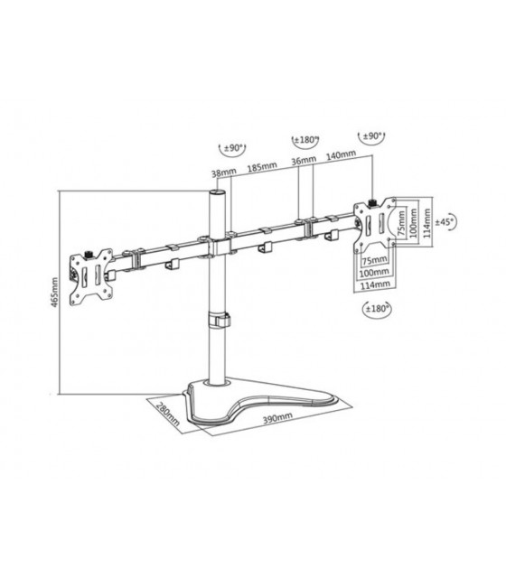 Accessoires informatiques - Support de bureau pour moniteur 2 ecrans jusqu'a 32