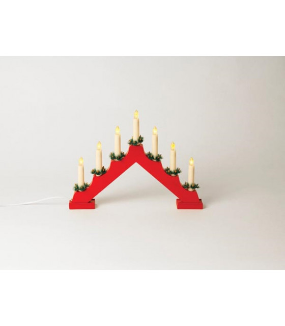 Decoration - Candelabra LED - red wood - 7 warm white lamps - 230V…