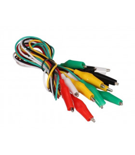 Cables de mesure - JEU DE 10 CORDONS 50 cm 5 COULEURS AVEC PINCES CROCODILES