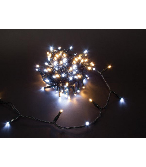 Guirlandes lumineuses - Duolight - 8 m - 120 LED - blanc et blanc chaud - cable