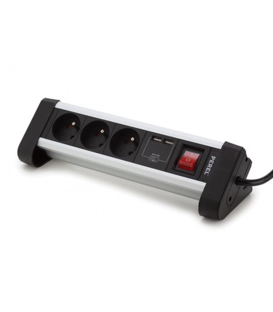 Prises de courant - MULTIPRISE DE TABLE - 3 PRISES - 2 PORTS USB - 2.