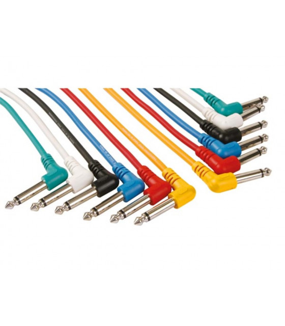 Cables - JEU DE CABLES PATCH - JACK 6.35 mm MALE 90° vers JACK 6.