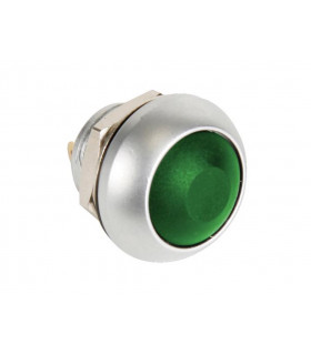 Interrupteurs a pression - POUSSOIR METALLIQUE ROND AVEC CAPUCHON VERT - 1P