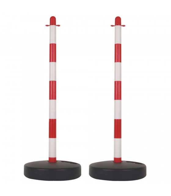 Signalisation - POTEAU EN PLASTIQUE POUR CHAINE DE SIGNALISATION - ROUGE/BLANC