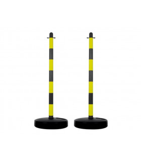 Signalisation - POTEAU EN PLASTIQUE POUR CHAINE DE SIGNALISATION - JAUNE/NOIR -