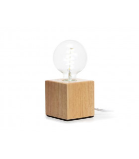 Decoration - Pied de de lampe cubique - bois de chene - cable 150cm -