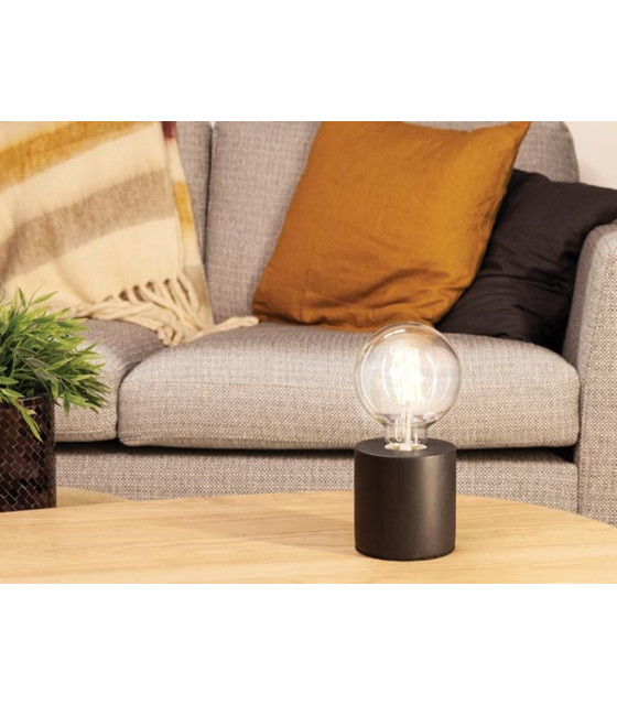 Decoration - Pied de de lampe cylindrique - ciment noir - cable 150cm -