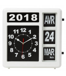 Horloges alarmes - HORLOGE MURALE A CHIFFRES SAUTANTS AVEC CALENDRIER - 31 x 31