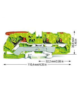 Connecteurs - Bornier de terre a 3 conducteurs avec levier et bouton-poussoir