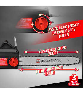 Tronçonneuse électrique - Tronçonneuse électrique 2000W - Guide 40cm - Elem