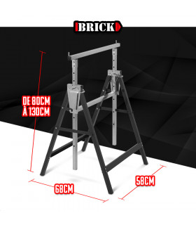 Treteau - Tréteau métallique télescopique 68x58x130cm- Pliable - Brick