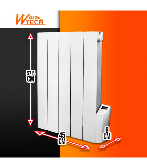 Radiateur - Radiateur inertie fluide 900 W 5 éléments - Warm Tech