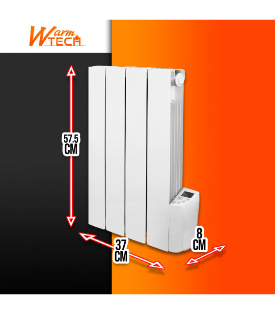 Radiateur - Radiateur inertie fluide 600W 4 éléments - Warm Tech