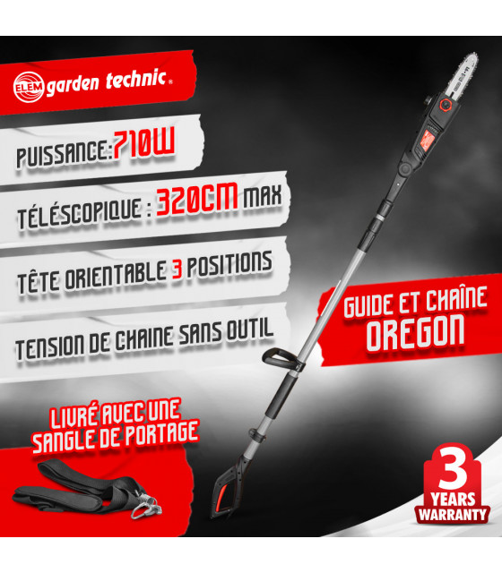 Tronçonneuse électrique - Scie à ébrancher sur perche 710W Guide Oregon 24cm