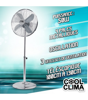 Ventilateur - Ventilateur métal sur pied 50W 40CM - Cool Clima