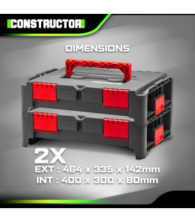 Coffre à outils - Lot de 2 coffrets empilables BEPS1 - Constructor