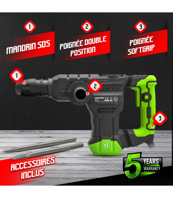 Marteau piqueur - Marteau piqueur 1300W - 18 J - 3900 coups/minute - Constructor