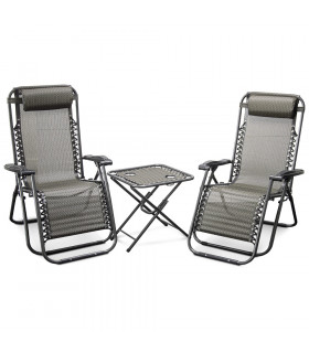 Chaises - Lot de 2 chaises longues table pliable