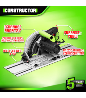 Scie circulaire - Scie circulaire plongeante 1400W avec rail de guidage - Lame