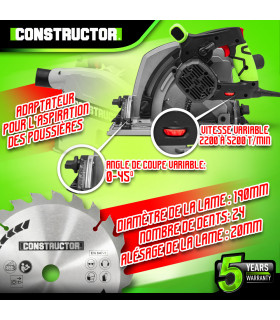 Scie circulaire - Scie circulaire plongeante 1400W avec rail de guidage - Lame