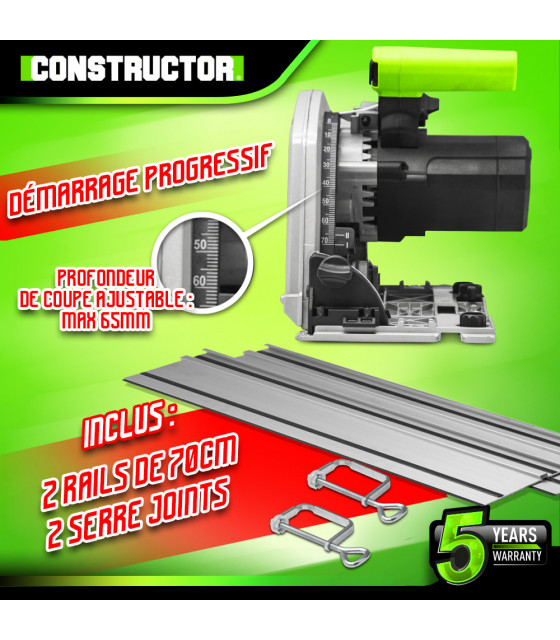 Scie circulaire - Scie circulaire plongeante 1400W avec rail de guidage - Lame