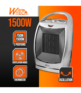 Chauffage - Radiateur céramique oscillant 1500W - Warm Tech