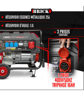 Groupe électrogène - Groupe électrogène max 6000W avec roues et prise triphasée